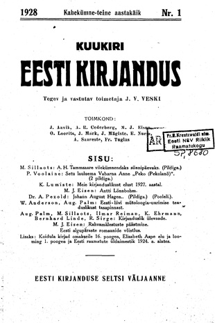 Eesti Kirjandus ; 1 1928