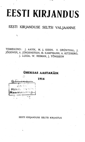Eesti Kirjandus ; 9-10 1914
