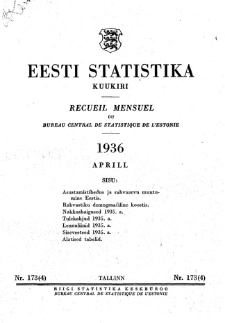 Eesti Statistika : kuukiri ; 173 (4) 1936-04