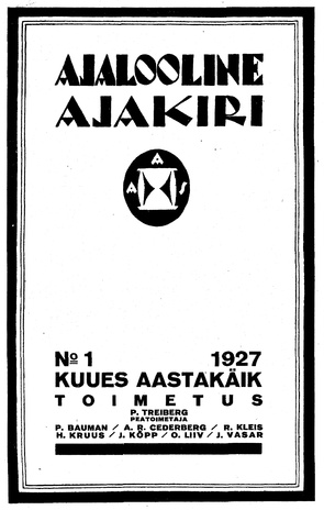 Ajalooline Ajakiri ; 1 1927