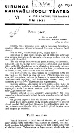 Virumaa Rahvaülikooli Teated ; 6 1931-05
