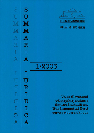 Summaria Iuridica ; 1 2003