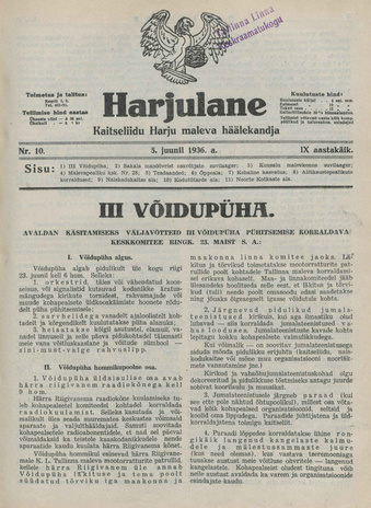 Harjulane : Kaitseliidu Harju Maleva häälekandja ; 10 1936-06-05