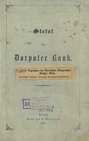 Statut der Dorpater Bank