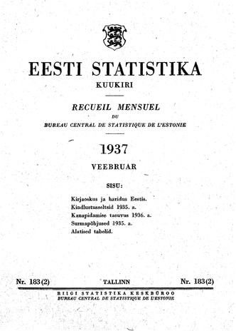 Eesti Statistika : kuukiri ; 183 (2) 1937-02