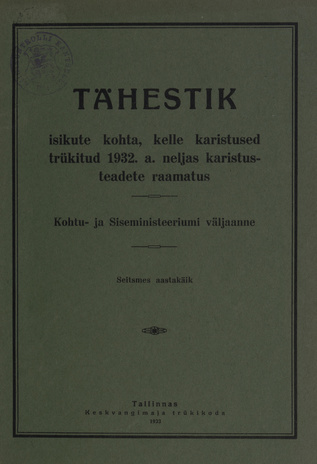 Tähestik isikute kohta, kelle karistused trükitud 1932. a. neljas karistusteadete raamatus