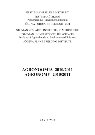 Agronoomia 2010/2011 = Agronomy 2010/2011