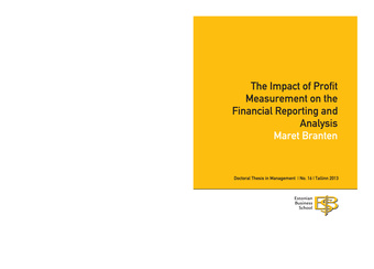 The impact of profit measurement on the financial reporting and analysis : thesis for the degree of Doctor of Philosophy (Doctoral thesis in management ; 2013/16) 
