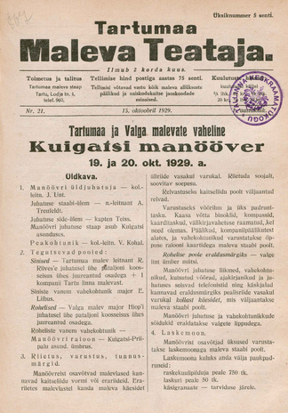 Tartumaa Maleva Teataja ; 21 1929-10-15