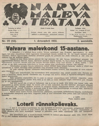 Narva Maleva Teataja ; 23 (44) 1933-12-01