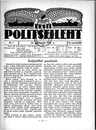 Eesti Politseileht ; 7 1922