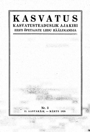 Kasvatus ; 3 1929-03