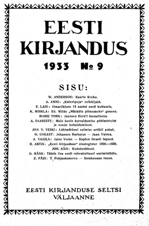Eesti Kirjandus ; 9 1933