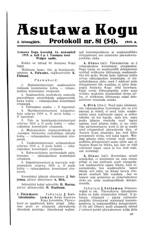 Asutawa Kogu protokoll nr.81 (54) (14. november 1919)