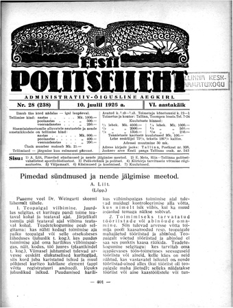 Eesti Politseileht ; 28 1926