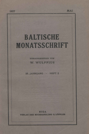Baltische Monatsschrift ; 2 1927-05