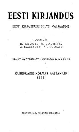Eesti Kirjandus ; 8 1929