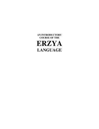 An introductory course of the Erzya language