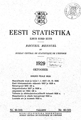 Eesti Statistika : kuukiri ; 95 (10) 1929-10