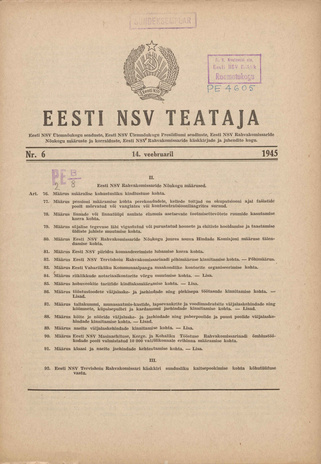 Eesti NSV Teataja ; 6 1945-02-14