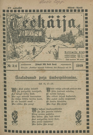 Teekäija : Eesti Baptisti Koguduse Ühenduse häälekandja ; 3-4 1919-03