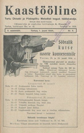 Kaastööline : Tartu Ühisabi Informatsioonileht ; 6 1934-06-01
