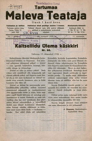 Tartumaa Maleva Teataja ; 1 (238) 1939-01-28