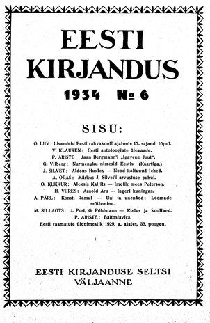 Eesti Kirjandus ; 6 1934
