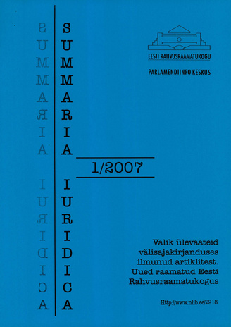 Summaria Iuridica ; 1 2007