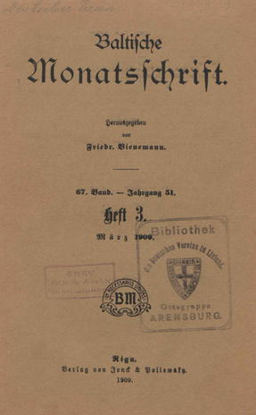 Baltische Monatsschrift ; 3 1909-03