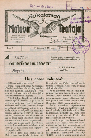 Sakalamaa Maleva Teataja ; 1 1936-01-07