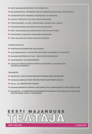 Eesti Majanduse Teataja : majandusajakiri aastast 1991 ; 11 (234) 2010
