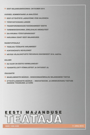 Eesti Majanduse Teataja : majandusajakiri aastast 1991 ; 11 (294) 2015