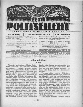 Eesti Politseileht ; 46 1928