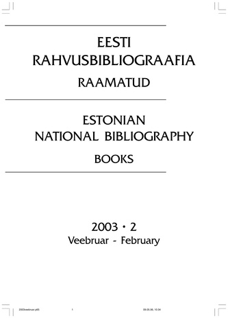 Eesti Rahvusbibliograafia. Raamatud ; 2 2003-02