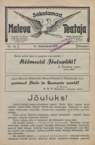 Sakalamaa Maleva Teataja ; 22 1935-12-18