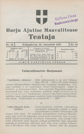 Harju Maavalitsuse Teataja ; 14 1937-10-28