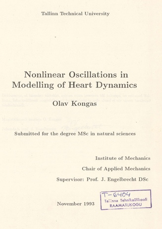 Nonlinear oscillations in modelling of heart dynamics