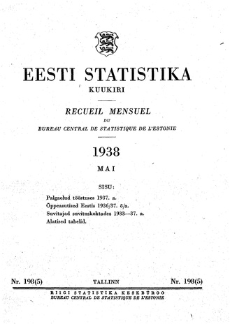 Eesti Statistika : kuukiri ; 198 (5) 1938-05