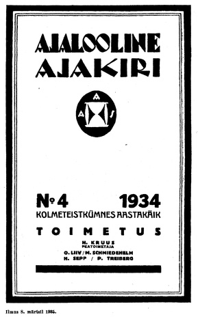 Ajalooline Ajakiri ; 4 1934