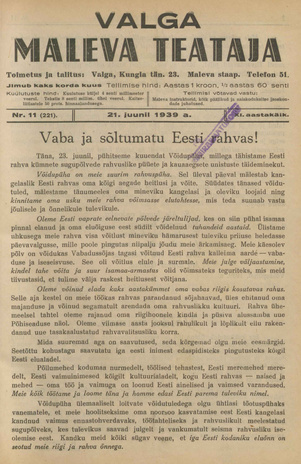 Valga Maleva Teataja ; 11 (221) 1939-06-21