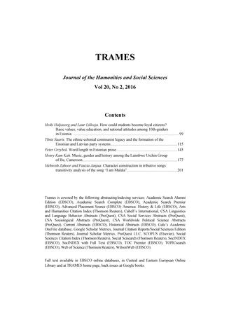 Trames ; 2 Vol. 20 (70/65) 2016
