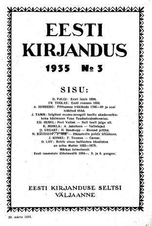 Eesti Kirjandus ; 3 1935
