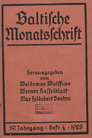 Baltische Monatsschrift ; 4 1928