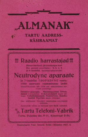 "Almanak" : Tartu aadress-käsiraamat