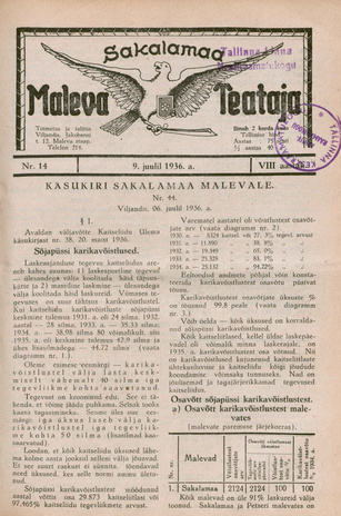 Sakalamaa Maleva Teataja ; 14 1936-07-09