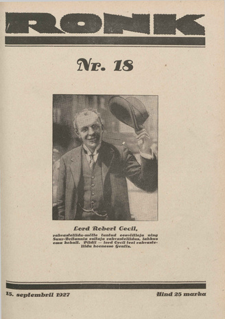 Ronk : perekonna ajakiri ; 18 (174) 1927-09-15