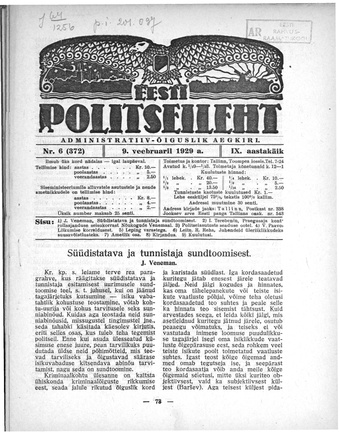 Eesti Politseileht ; 6 1929