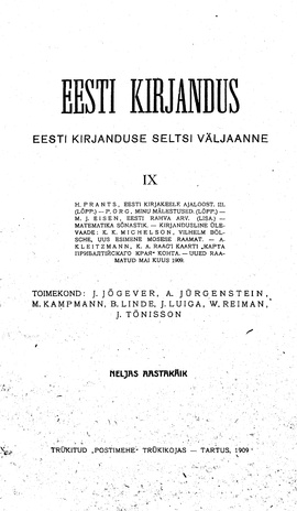 Eesti Kirjandus ; 9 1909