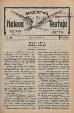 Sakalamaa Maleva Teataja ; 11 1935-05-31